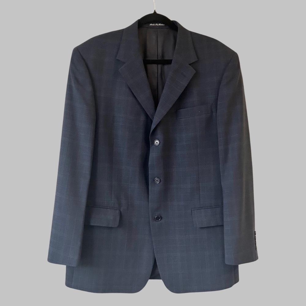 Guy Laroche Reda Pure Wool Windowpane Plaid Blazer